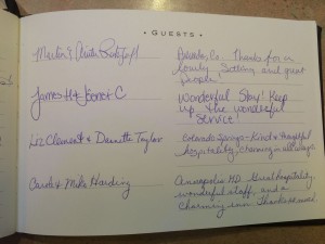 Frisco Colorado Hotels Guest Book